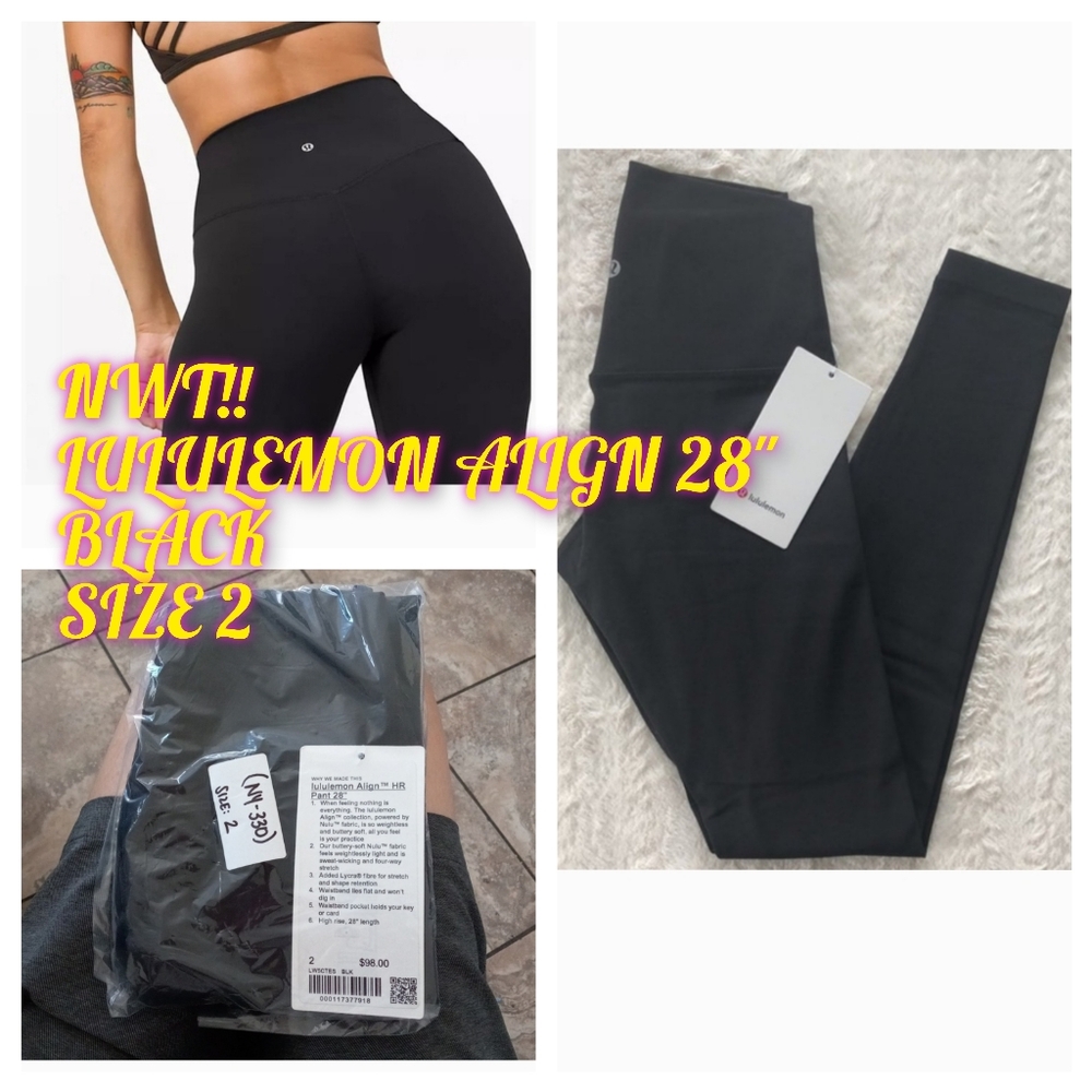 NWT 🍋  Lululemon 🍋 Align 28" Black  Size 2